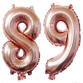 40inch Rose Gold Foil 89 Helium Jumbo Digital Number Balloons, 89th Birthday Decoration for Women or Men, 89 Birthday Party Supplies
