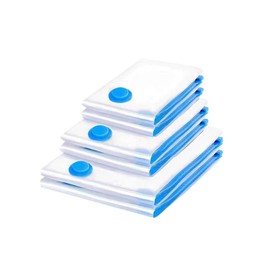 TPZORJX Pack of 6 Vacuum Bags - Storage Bags Travel Vacuum Reusable Clothes Bags for Clothes Duvets Bedding Pillows (Transparent: 3 Sizes)