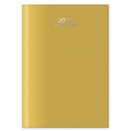 2026 A5 Day a Page Diary - Appointment Times Full Year Hardback UK Planner - for Home Office School & Work (Mustard Yellow)