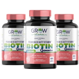 Biotin Gummies 10,000mcg [Highest Potency] for Healthy Hair, Skin & Nails for Adults & Kids - 5000mcg in Each Gummy Vitamin - Vegan, Non-GMO, Pectin-Based Hair Growth Supplement (3 Pack)