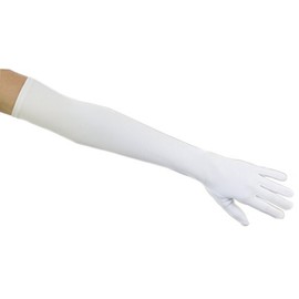 Shooting Stars Matte Satin Opera Length Gloves, White
