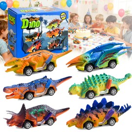 Juguetes De Dinosaurios,6 Minicoches De Dinosaurios con Retroceso,Regalos Infantiles De Cumpleaos Y Navidad                                           