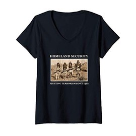 Womens Homeland Security Fighting Terrorism Since 1492 Novelty Gift V-Neck T-Shirt