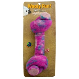 One Pet Planet Wool Knotted Bone Chew Toy, 8.5-Inch, Magenta