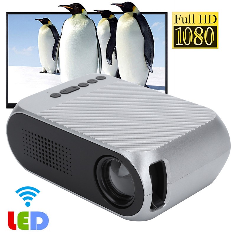 Mini Projector Silver Micro Portable 1080P LED Multi Function for