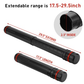 DEWEL 2 Pcs Black Document/Poster/Art Storage Tube, Adjustable Strap Waterproof and Light-Resistance Telescoping Carrying Case for Drawing, Drafting, Map Scroll, Document and Blueprint