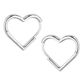 Small Hoop Earrings, 2 PCS Silver Love Heart Square, Heart Hoop Earrings, Hypoallergenic Small Sleeper, Huggie Silver Heart Hoop Earrings, Simple Cartilage Silver Star Earrings for Girls