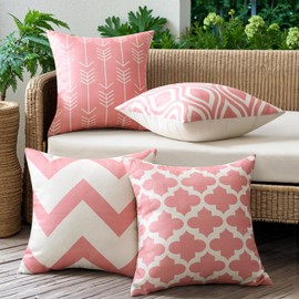 JOTOM Set of 4 Outdoor Cushion Covers, Decorative Waterproof Cushion Cover, Geometric Cushion Covers, Decorative Cushion, Sofa Cushion, Decorative Cushion Cover for Garden, Bedroom, Living Room