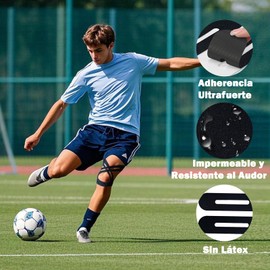 10 uds Cinta Kinesiológica Precortada para Rodillas, Transpirable Tiras Cinta Atlética Kinesiológica Flexibles e Impermeables Adhesivos Soporte para Rodillas para Dolor y Estabilidad Rodillas Negro