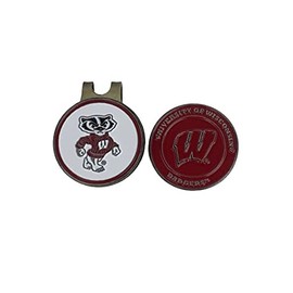 Mobile Pro Shop Golf Ball Markers with Hat Clip – Easily Attaches to Golf Cap – Made of Stainless Steel & Ideal for Professional Golfers (Wisconsin Badgers)