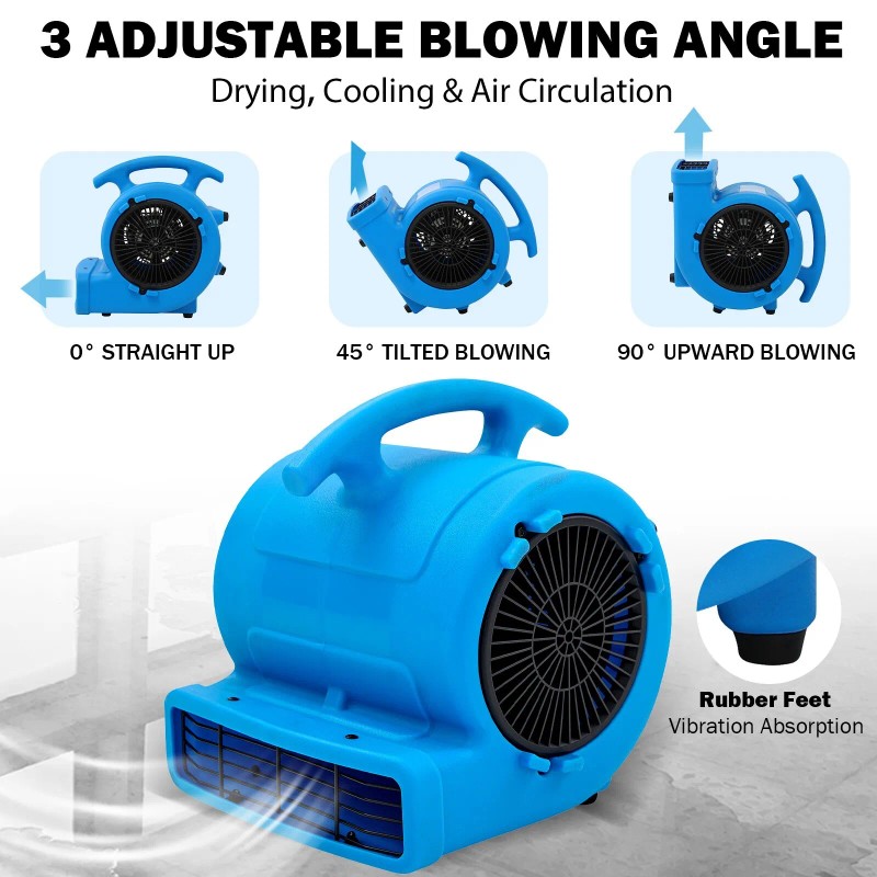 MOUNTO 1/4hp 1000cfm Air Mover Floor Blower Fan for Drying,