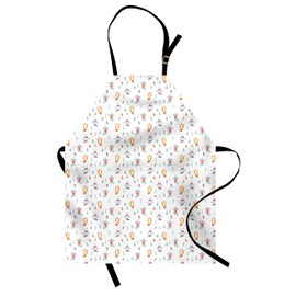 Ambesonne Cartoon Apron, Theme of Bear Bunny and Fox with Scarfs and Hats Snowflakes, Small Apron Bib with Adjustable Ties for Baking Painting, Small Size, Multicolor
