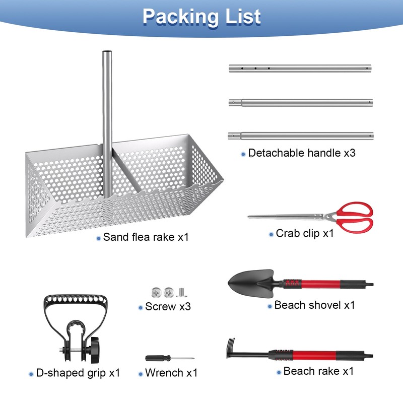 Sand Fleas Rake 52" Heavy Duty Beach Rake with Large