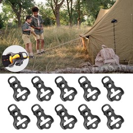 Haiki 10Pcs Tent Guyline Guy Line Adjuster Stopper Tightener Guy Rope Tensioners Tent Rope Buckles Cord Guyline Runners