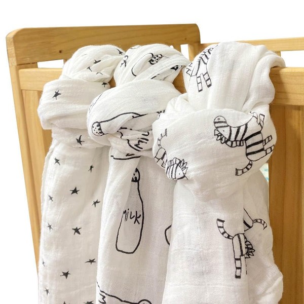 Alimos Organic Bamboo and Cotton Muslin Cloths - Soft and