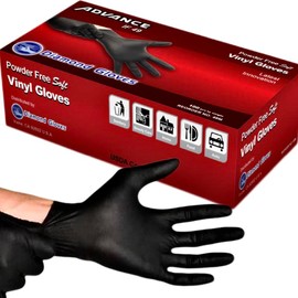 Diamond Advance Black Vinyl Disposable Gloves - Latex-Free & Powder-Free Cleaning Food Gloves Hand Household Kitchen 100-ct - Size: Medium, Number of Items: 1000-ct (10 boxes)