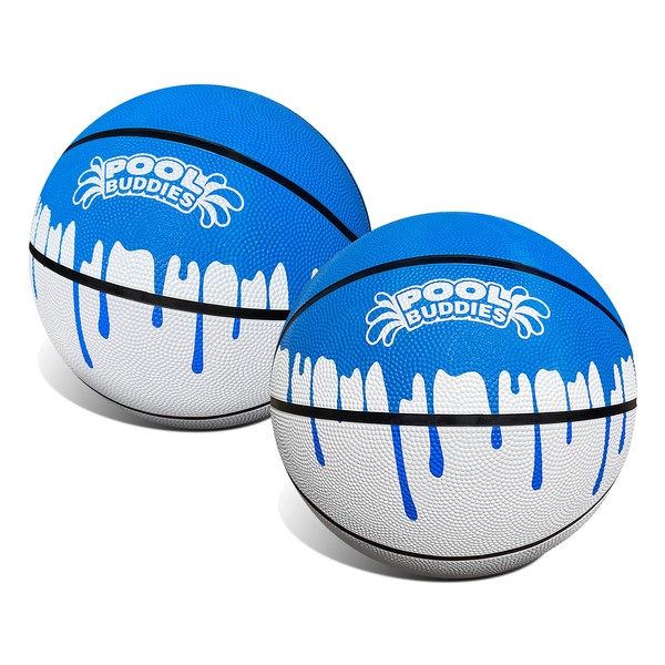 Pool Buddies Official Size Waterproof Basketball 2 Pack for Pool Games - Anti-Slip Textured Grip - Compatible with Pool Basketball Hoops - Durable Construction - Easy to Inflate