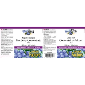 Natural Factors - BlueRich®Super Strength Blueberry Concentrate 500 mg, 180 Softgels