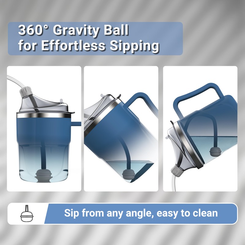 HOSUKU Spill-Proof Cup for Elderly, 13.5oz Stainless Steel Sippy Cup
