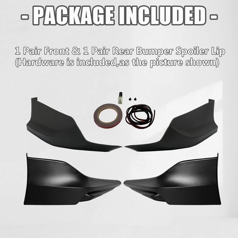 KUAFU Front Bumper Spoiler Lip Splitter Underbody Black Compatible with