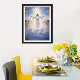 F-CANLAN Diamond Painting Kit Angel Jesus Full Drill (14X18 inches, Round, Oil, Clear) for Adult Religion Room Decor