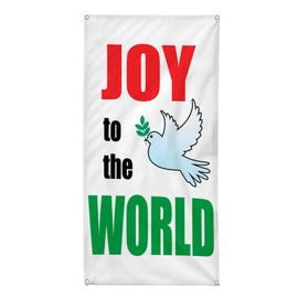Vertical Vinyl Banner Multiple Sizes Joy to The World Dove Religious Inspiration and Motivation Outdoor Weatherproof Industrial Yard Signs 4 Grommets 36x24Inches