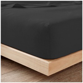 Brushed Cotton Fitted Sheet - Flannelette Bed Sheet Single Fitted Sheet Deep 25cm/ 10" - Single Flannel Bedding Bed Sheets (193x91Cm) - Easycare Linen Mattress Sheet & Bottom Sheet - Charcoal