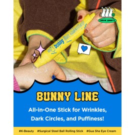 CHASIN' RABBITS CHASIN' RABBITS Bunny Line Smoother Eye Cream Roller, 0.5 Fl Oz, Eye Cream with Surgical Steel Ball Rolling Stick, Eye Roller for Wrinkles, Dark Circles and Under Eye Bags, Vegan, Korean Skin Care