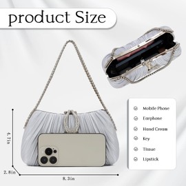 Jywmsc Clutch Taschen für Frauen Abend Clutch Tasche Satin plissiert Handtasche Crossbody Schultertasche für formale Hochzeit