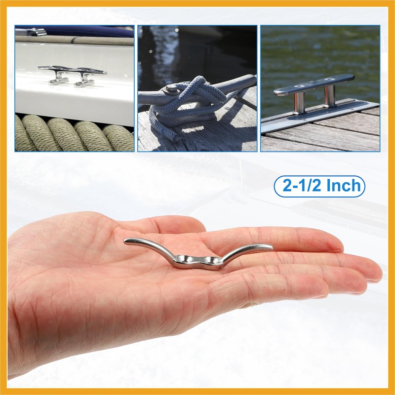 Partuto 10Pcs 2-1/2 Inch Stainless Steel Flagpole Cleat Hook Universal