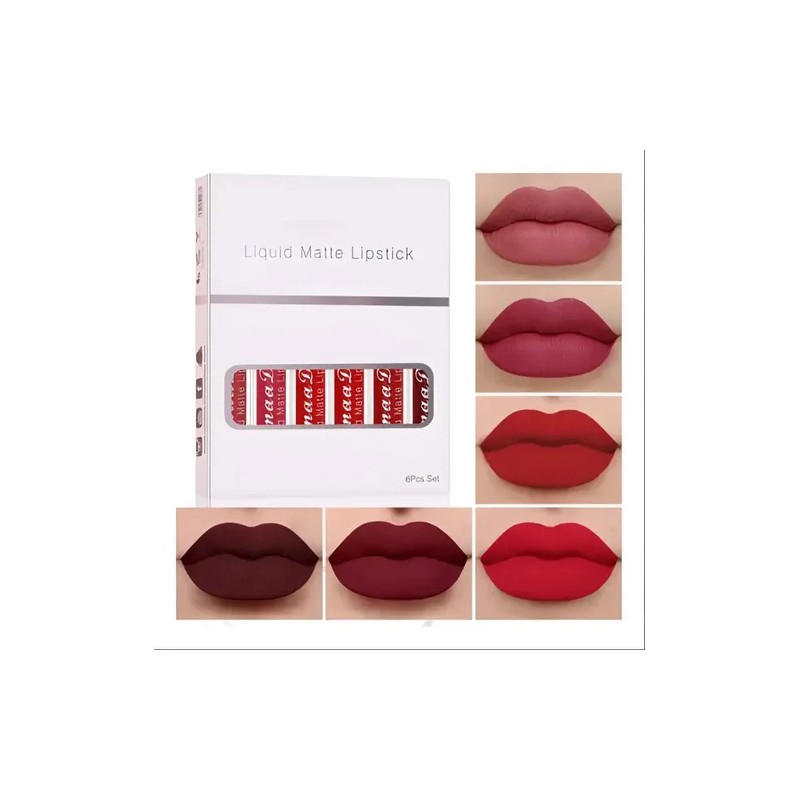 Set De 6 Labiales Lápiz Color Rosa Mate Labial Tornasol