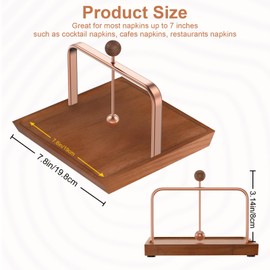 PENGARO Napkin Holder for Table Wood, Fit 6.5" Square Cocktail Napkin Holders for Dining Table Napkin Dispenser Caddy, Flat Napkin Holder Paper Storage for Kitchen Restaurant Bar Office Parties, Brown