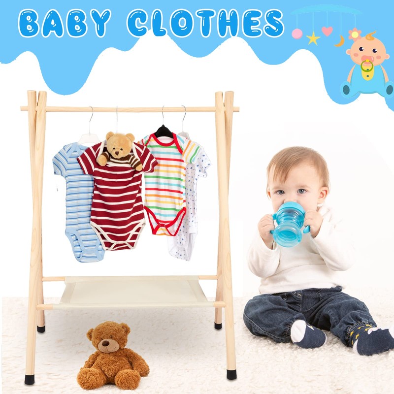 Queekay Baby Clothing Rack for Baby Shower Toddlers Wooden Kids