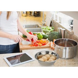 Menax - Stainless Steel Deep Mixing Bowl - Salad Bowl - Set of 3 - Ø 21 cm