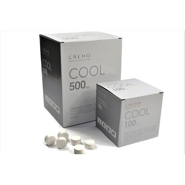 GEMM Cool 500 - Italian Design Compressed Napkin Wipes - Box of 500-50 GSM - 25X25 cm - 100% Viscose (Natural Fiber) - Biodegradable, Disposable, Hypoallergenic & DERMATOLOGICALLY Tested