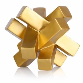 XMGZQ Estatua de Nudo Dorado para decoración de Mesa de Centro, Escultura y Cifras de Nudo geométrico Minimalista Moderno, línea de Arte Abstracto, Adornos Decorativos para estantes, estantería