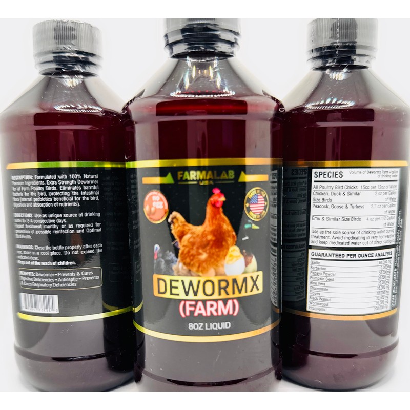 Farmalab Natural Dewormer No Withdraw Hens, Ducks, Roosters, Turkeys, Goose,