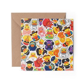 1 x Rubber Ducks Greeting Card - Toys Jobs Kids Bath Duckies Cute Duck Funny Novelty New Job Anniversary Valentine's Birthday Friend #81568
