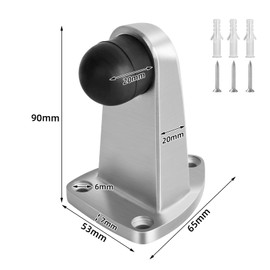 Door Stop, Heavy Duty Stainless Steel Door Stoppers for Floor, 3.5 Inch Metal Door Stops Indoor, Silver Doorstop with Rubber Bumper for Home Office