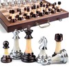 Deluxe Chess Set 16.5'' Wooden Large Folding Chess Board Game