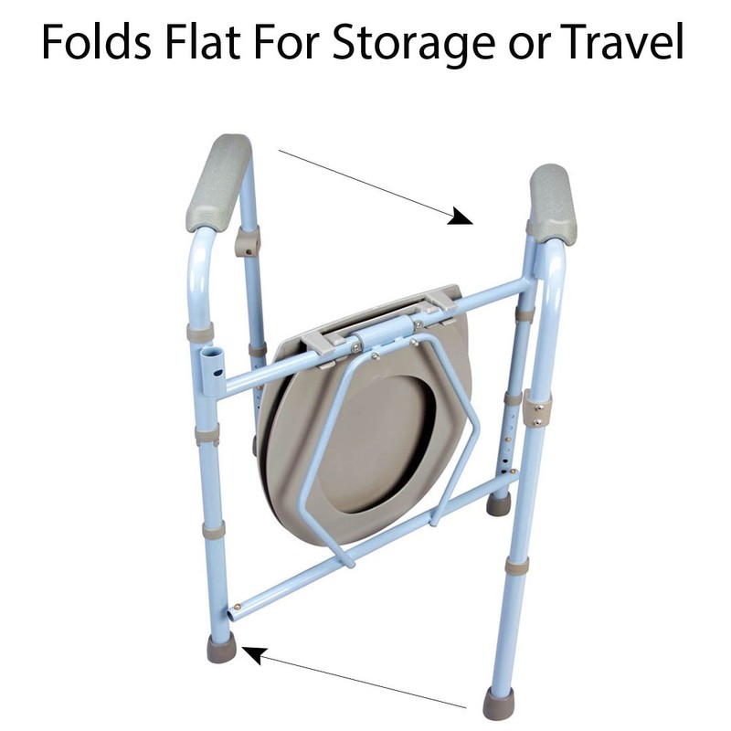 Carex 3-in-1 Folding Bedside Commode and Raised Toilet Seat, Portable