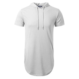 Aiyino Men's Hipster Longline Hooded Side Zipper T-Shirt US Medium White