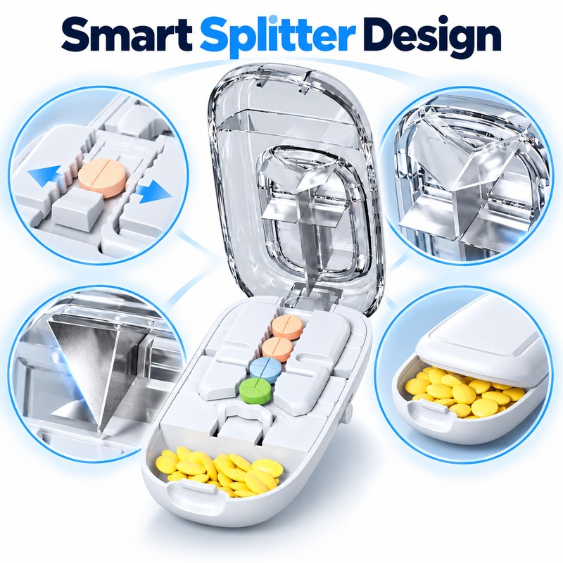Adjustable Pill Cutter with Storage for Daily Medication – Precision