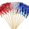 Cocktail Picks,100pcs Red Blue Silver Firework Toothpicks for Appetizer, 9
