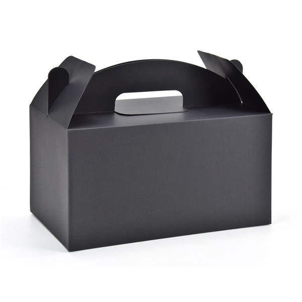 HUAPRINT Black Treat Boxes Large Bulk,Gable Boxes 30 Pack 9.45x5x5Inches,Party Favor Boxes Goodie Boxes for Birthday Party Baby Shower Wedding Christmas