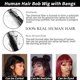 DliliBoon Wear And Go Black Short Bob Wigs Glueless 3x1 Lace Bob Wigs for Black Women with Bangs Straight Human Hair Wigs 150% Density Lace Front Wigs(8inch)