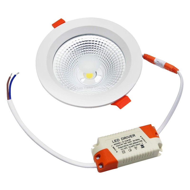 COB 12W Recessed Commercial LED Downlight Daylight 6000k AC100-240v PL