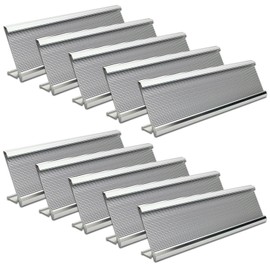 10 Pack 2" x 8" Aluminum Desk Name Plate Holder, Office Name Plate Holder for Desks, Desk Sign Holder for Office Conference, Meeting Room or Other Business Event (Silver)