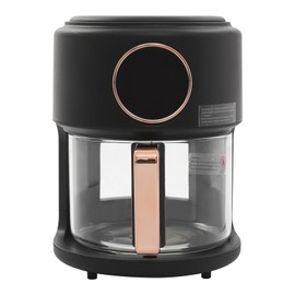 3.81QT Glass Air Fryer with 360° Transparent Glass Fry Bowl, Adjustable Temp 80℃~200℃ (176℉ - 392℉) for Home Kitchens, Restaurants, White (Black)