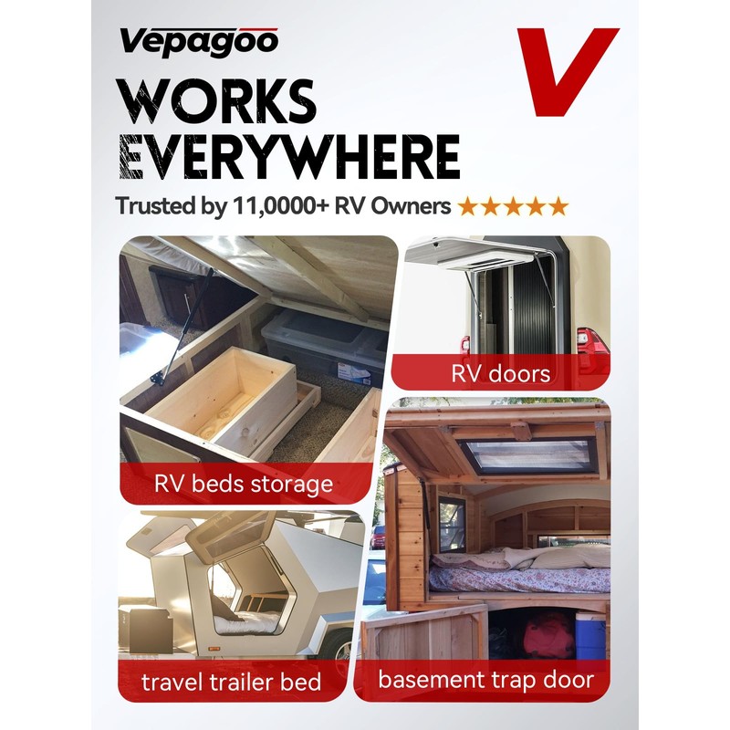 Vepagoo 36in 120lb/534N Gas Struts for RV Bed with Brackets,